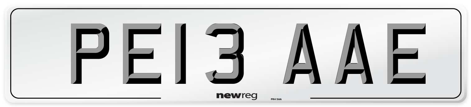 PE13 AAE Number Plate from New Reg